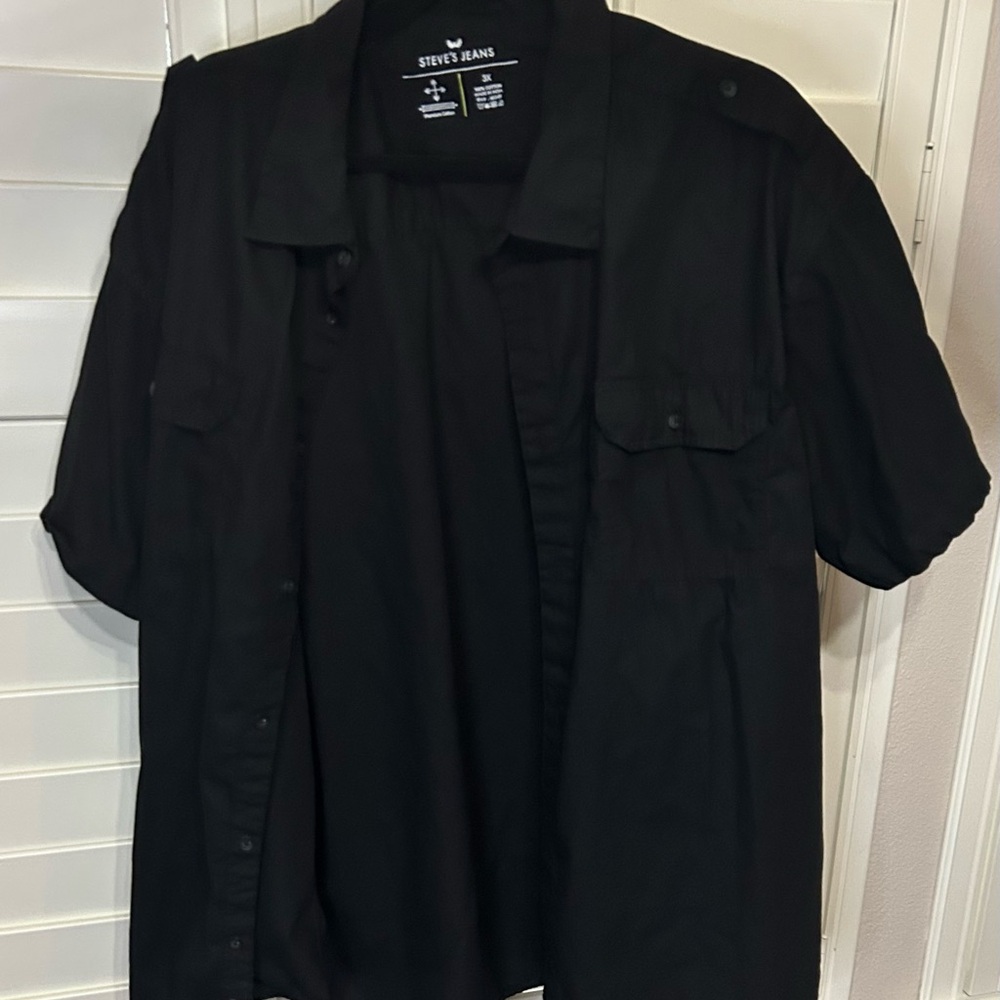Steve's Jeans Black Short Sleeve Shirt 3XL